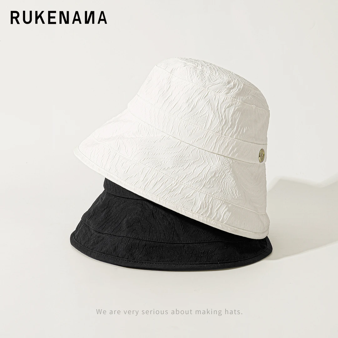 鹿可娜娜RUKENAN春夏肌理提花蝴蝶结防晒渔夫帽水桶盆帽遮阳百搭