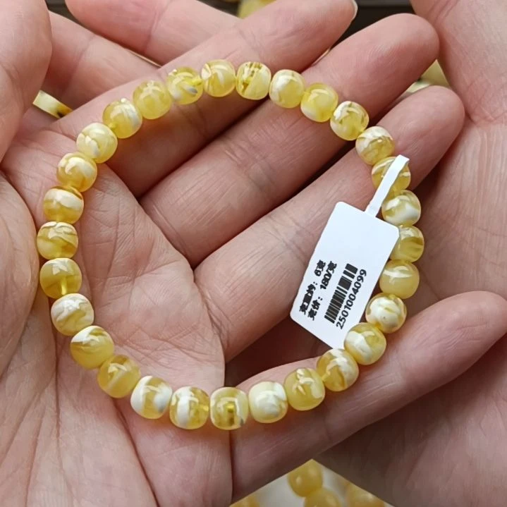 未镶嵌蜜蜡手链7精工高桩老型金瓷白溶洞虎皮纹手围17毕业