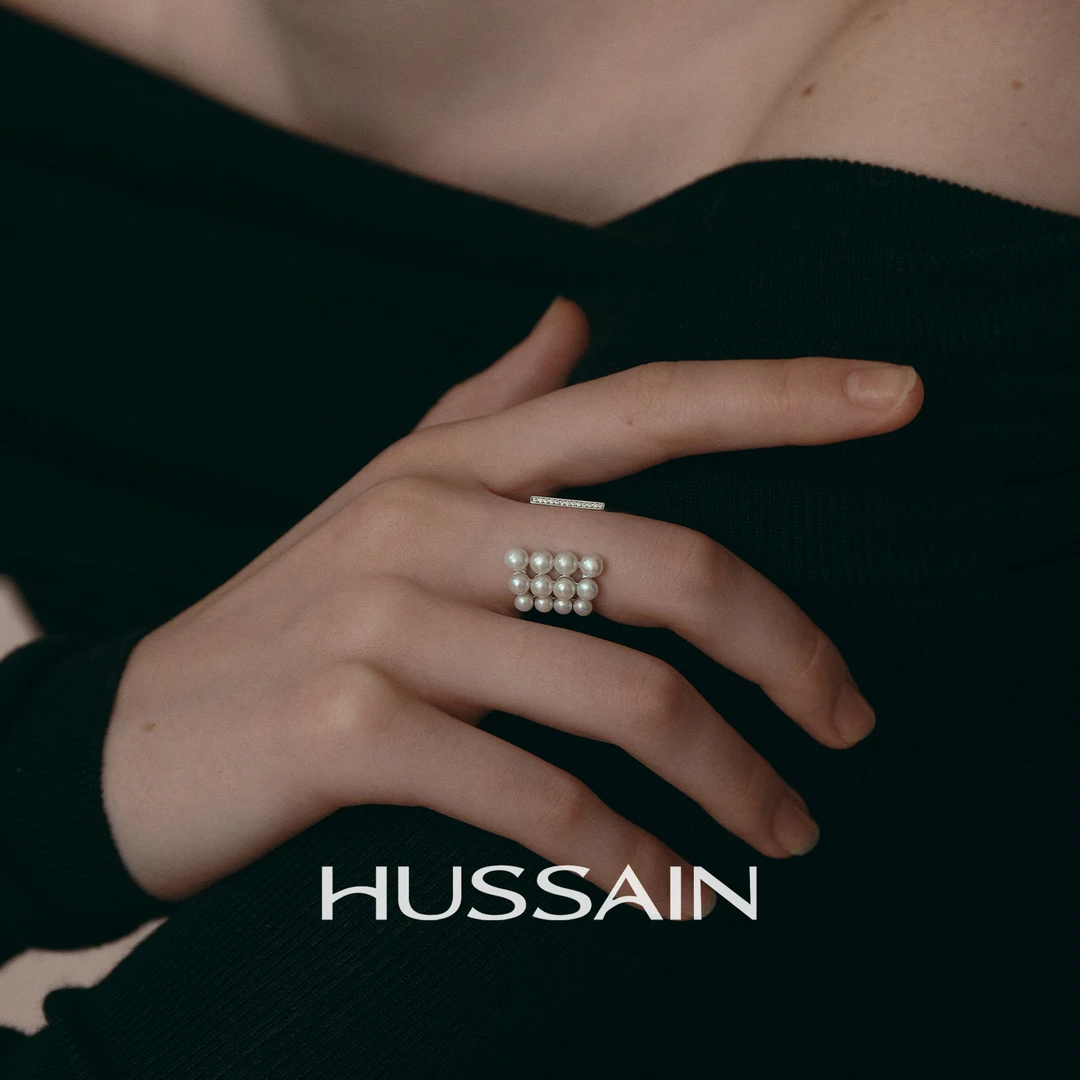 925银合成锆石戒指 赫生HUSSAIN扉间银戒指小众设计可调节开口戒
