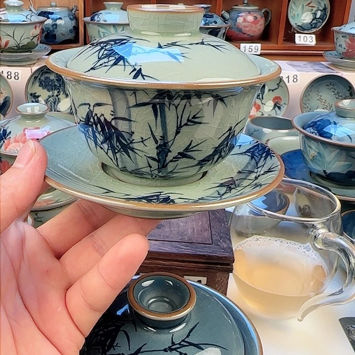 景德镇陶瓷陶瓷杯茶具三才盖碗