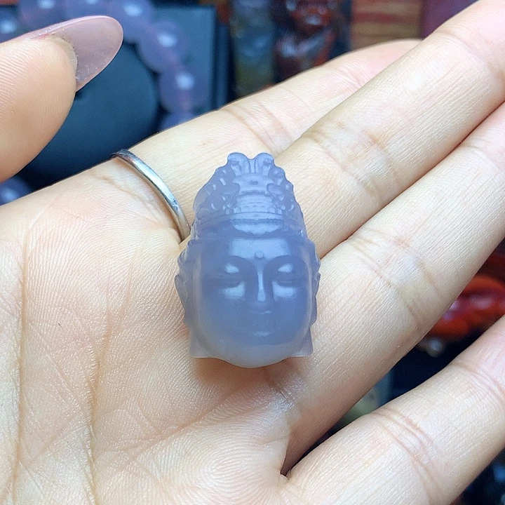 花***蟹未镶嵌吊坠(不含链)硅化玉树化玉紫冰观音吊坠