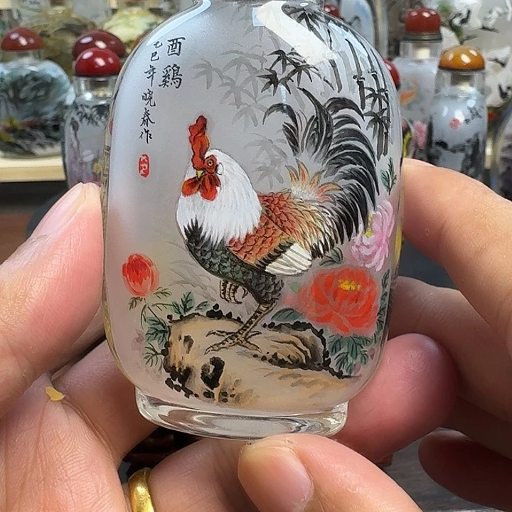 D***孩鼻烟壶内画鸡包邮手绘