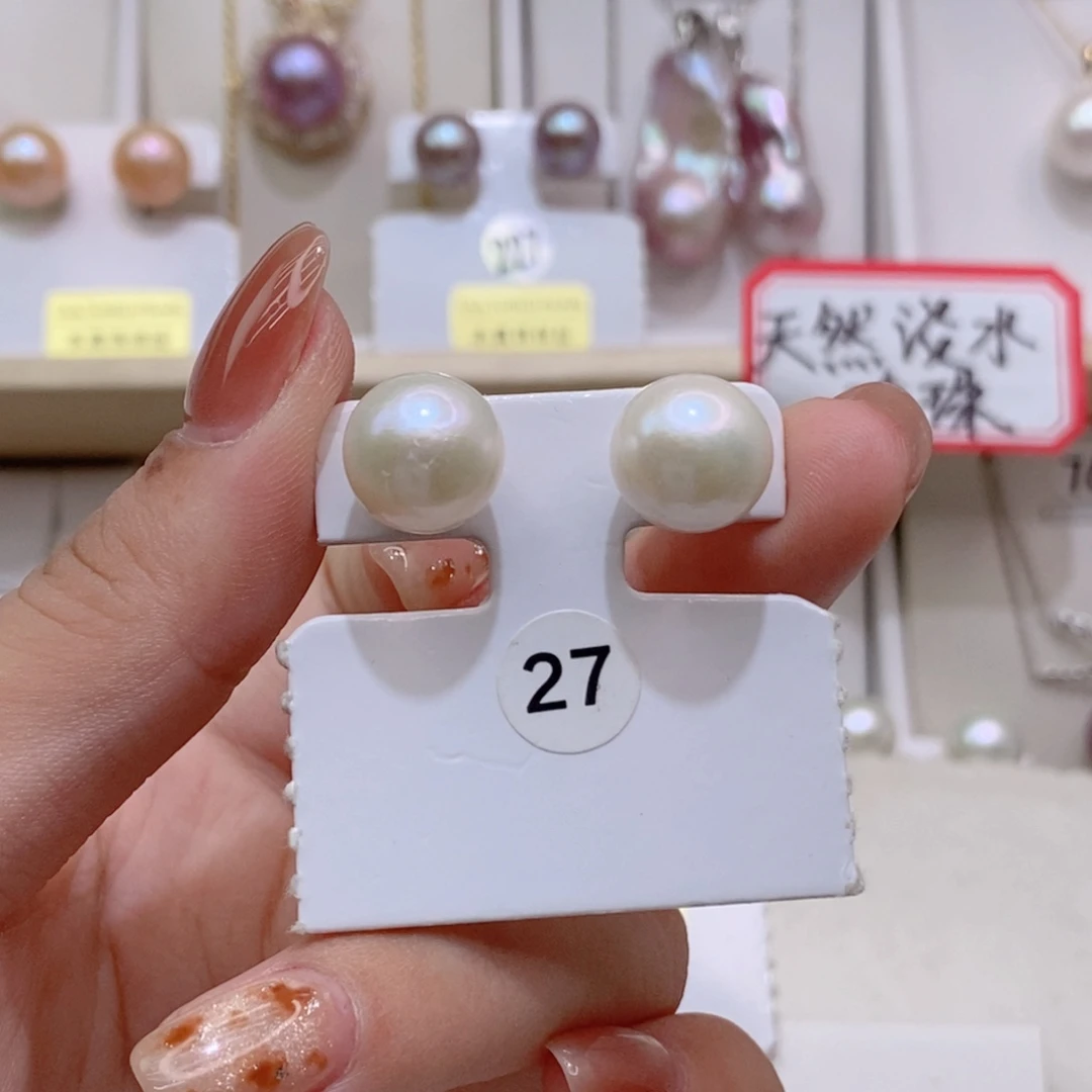 银S925镶嵌耳饰淡水珍珠11➕