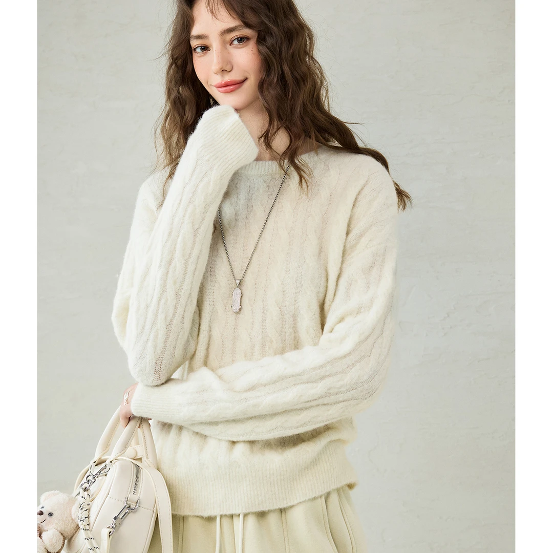 【贝拉绞花针织】南瓜谷 经典针织衫秋冬新款气质羊毛衫FX4ZS0933-A