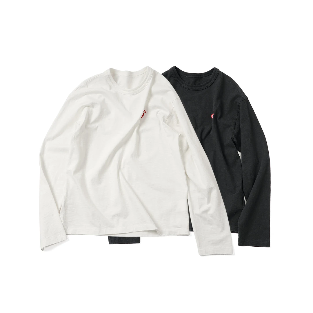 【爱心绣花圆领长袖】CXBL59108秋季休闲百搭新款舒适纯色简约长袖