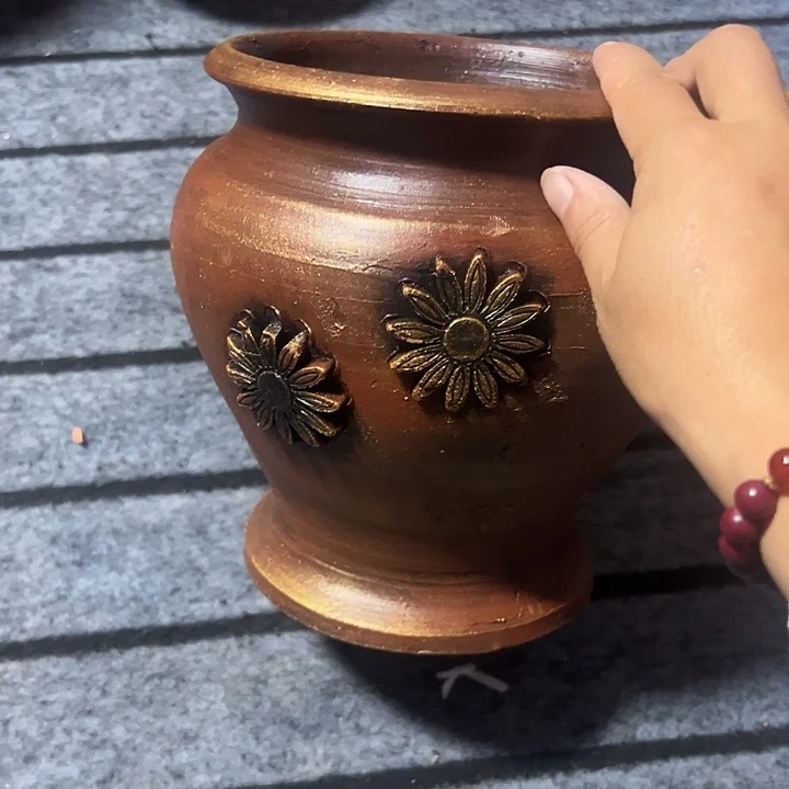 粗陶盆有孔高20口18