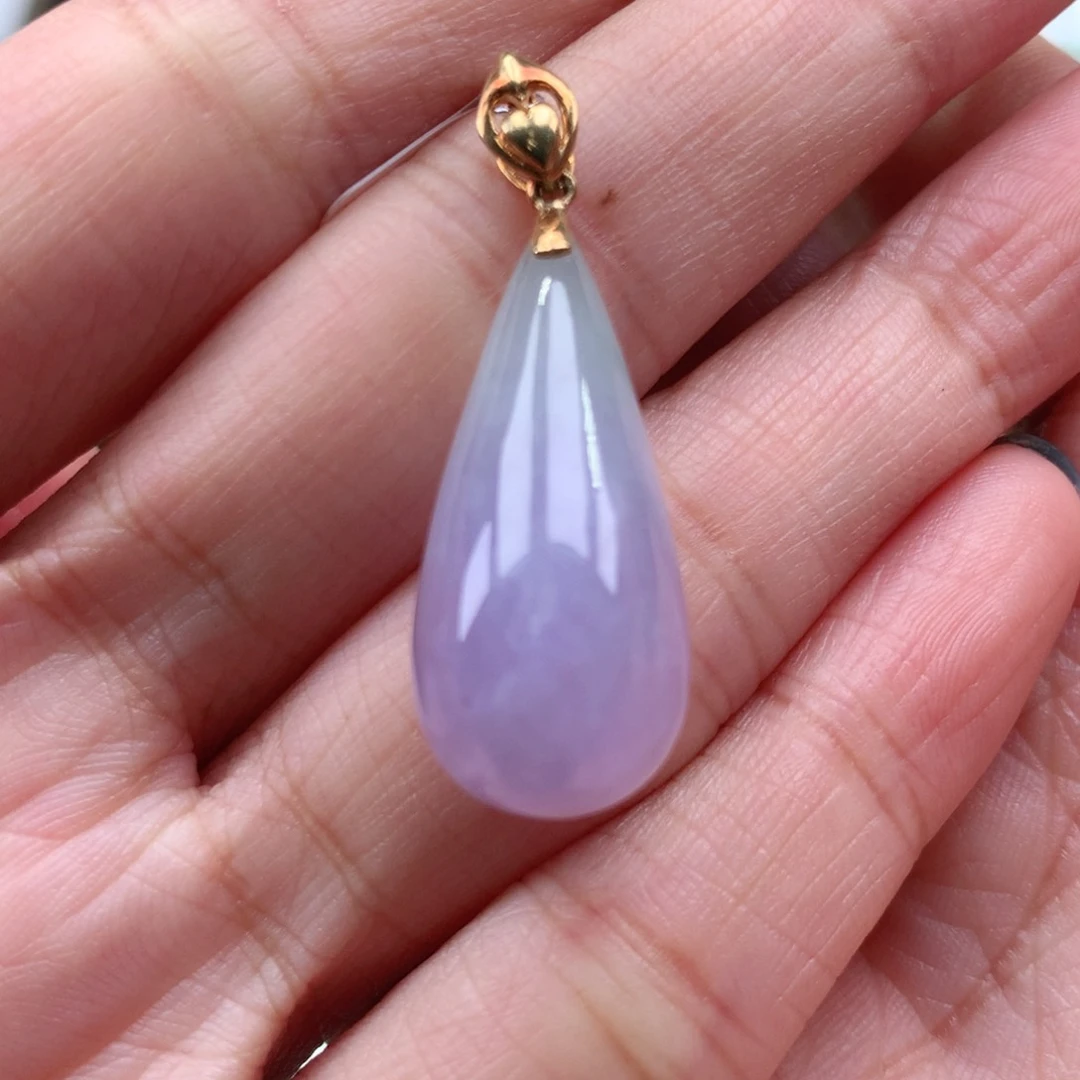 翡翠吊坠(不含链)18K金镶嵌水滴