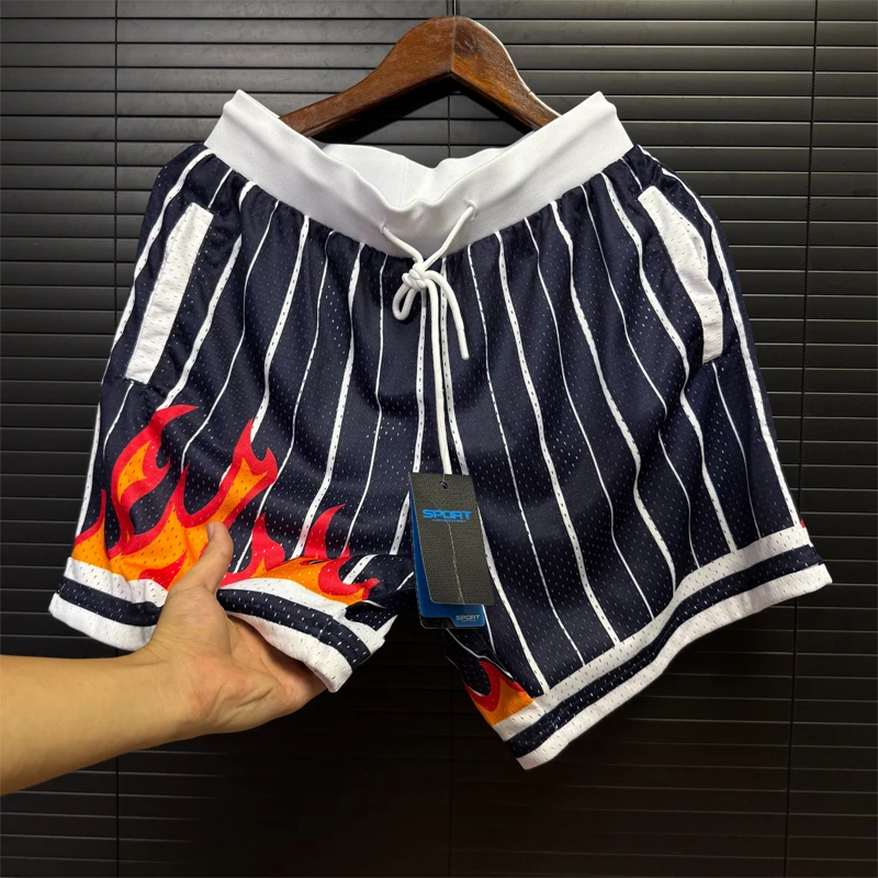 美式双层大网眼三分短裤男子运动休闲篮球裤两侧口袋训练透气裤子