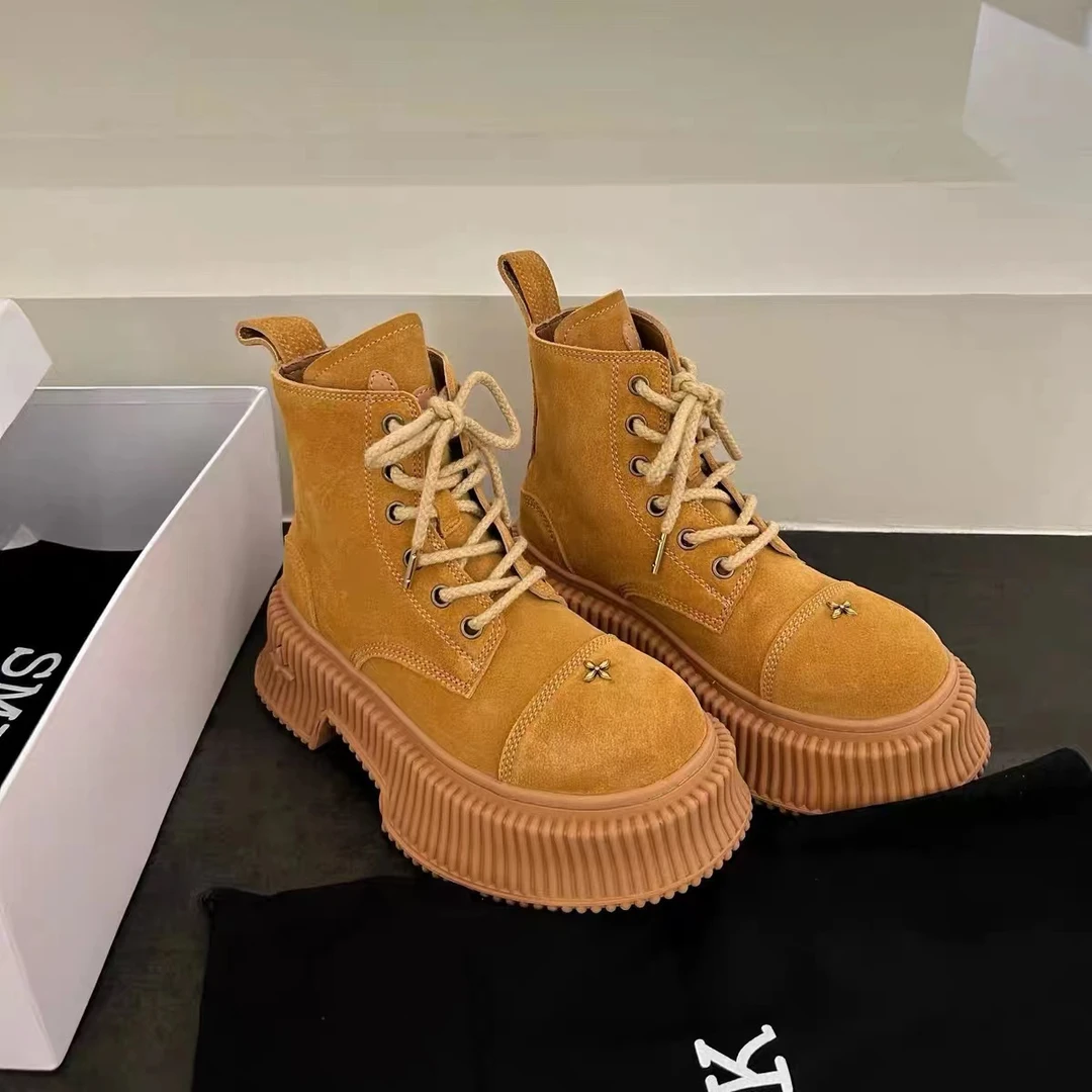 JY3NXQ83106秋季新款机车十字沙漠英伦风马丁靴女