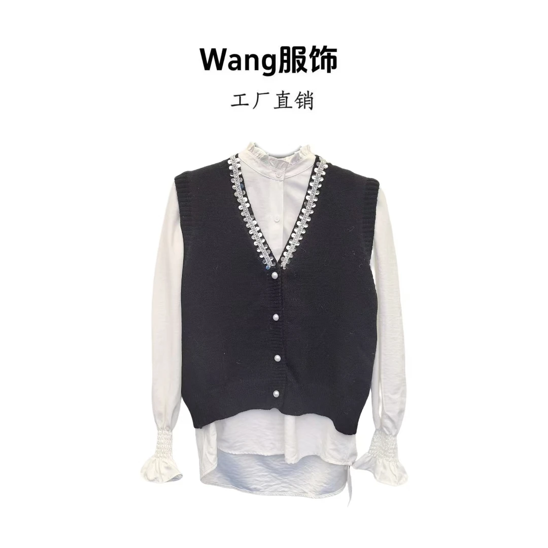 【WANG】轻奢气质高定设计师马甲衬衫两件套