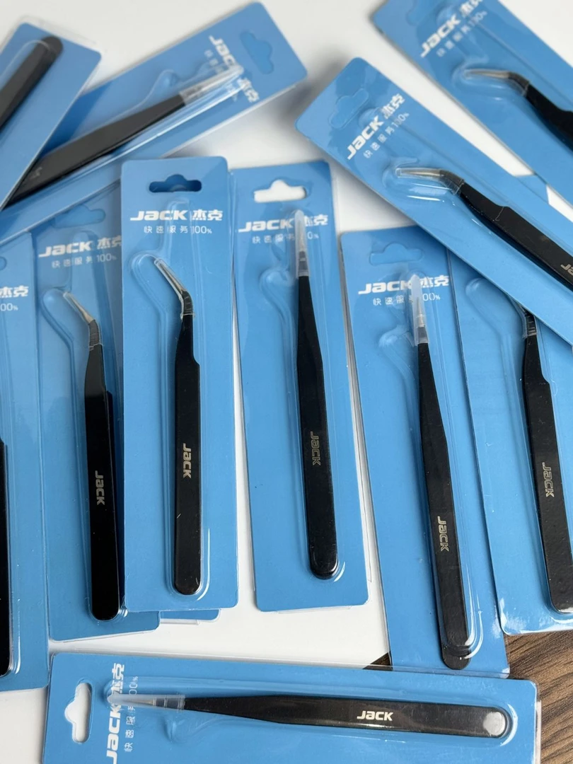 两把杰克防静镊子电镊子超尖弯直头不锈钢维修工具夹缝纫穿线镊子