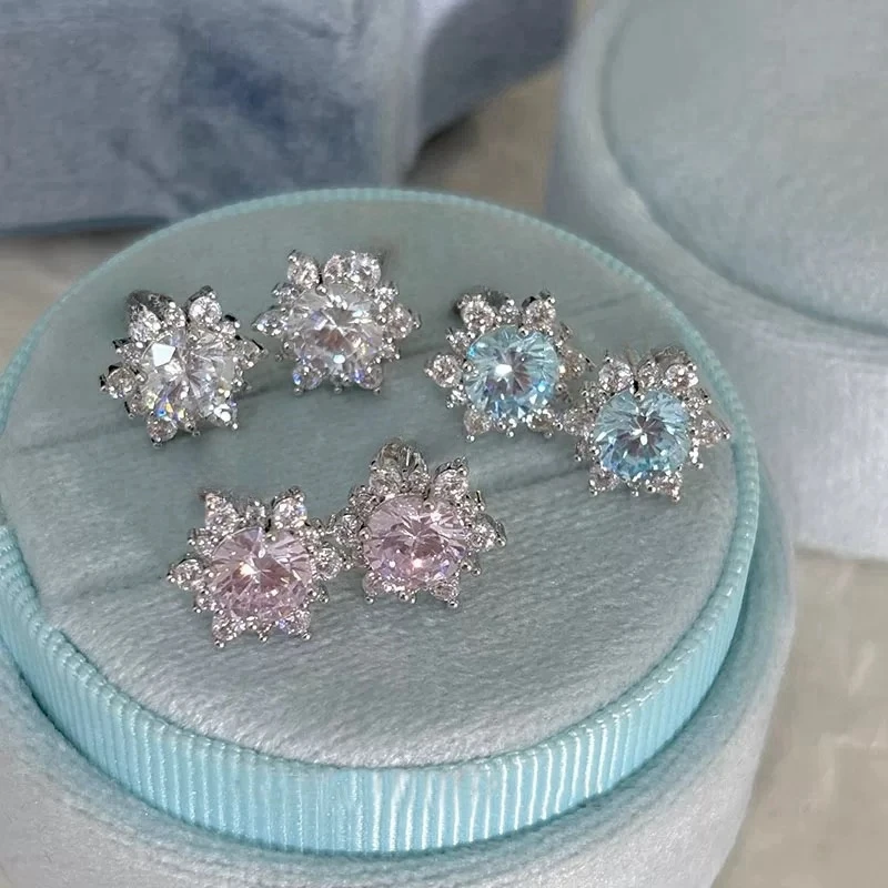 铜合金耳饰 3对装雪花耳钉小众设计感耳骨钉轻奢感耳饰F1641