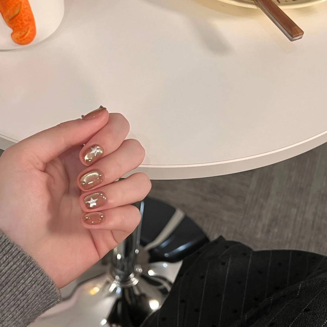 【酷星星】现货捡漏 橄榄色显白招米米星星猫眼纯手工穿戴甲