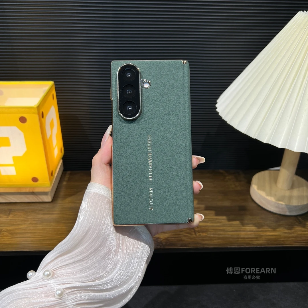 适用于三星Galaxy Z Fold7手机壳fold6双中轴fold5折叠屏真皮后壳