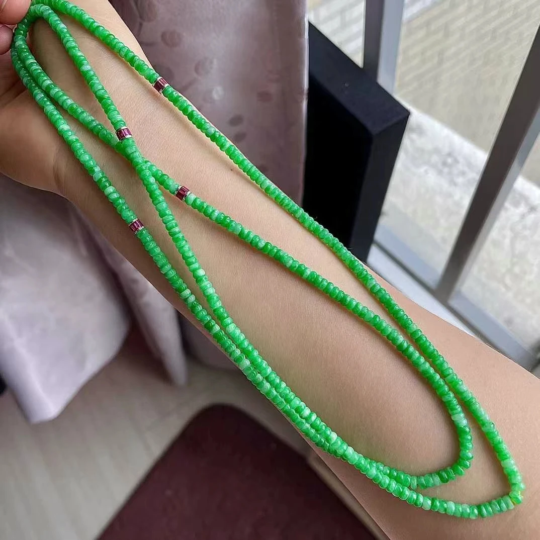 满绿算盘珠翡翠项链