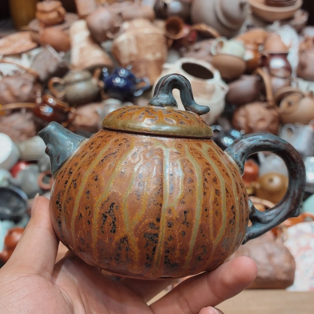 柴烧老岩泥手工茶壶器皿