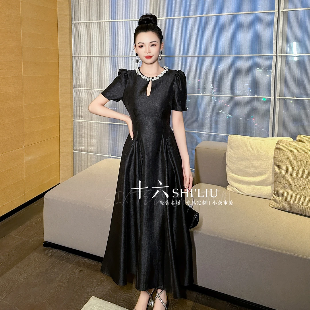 【十六推荐】1黑色法式小众收腰优雅显瘦礼服80219/80196