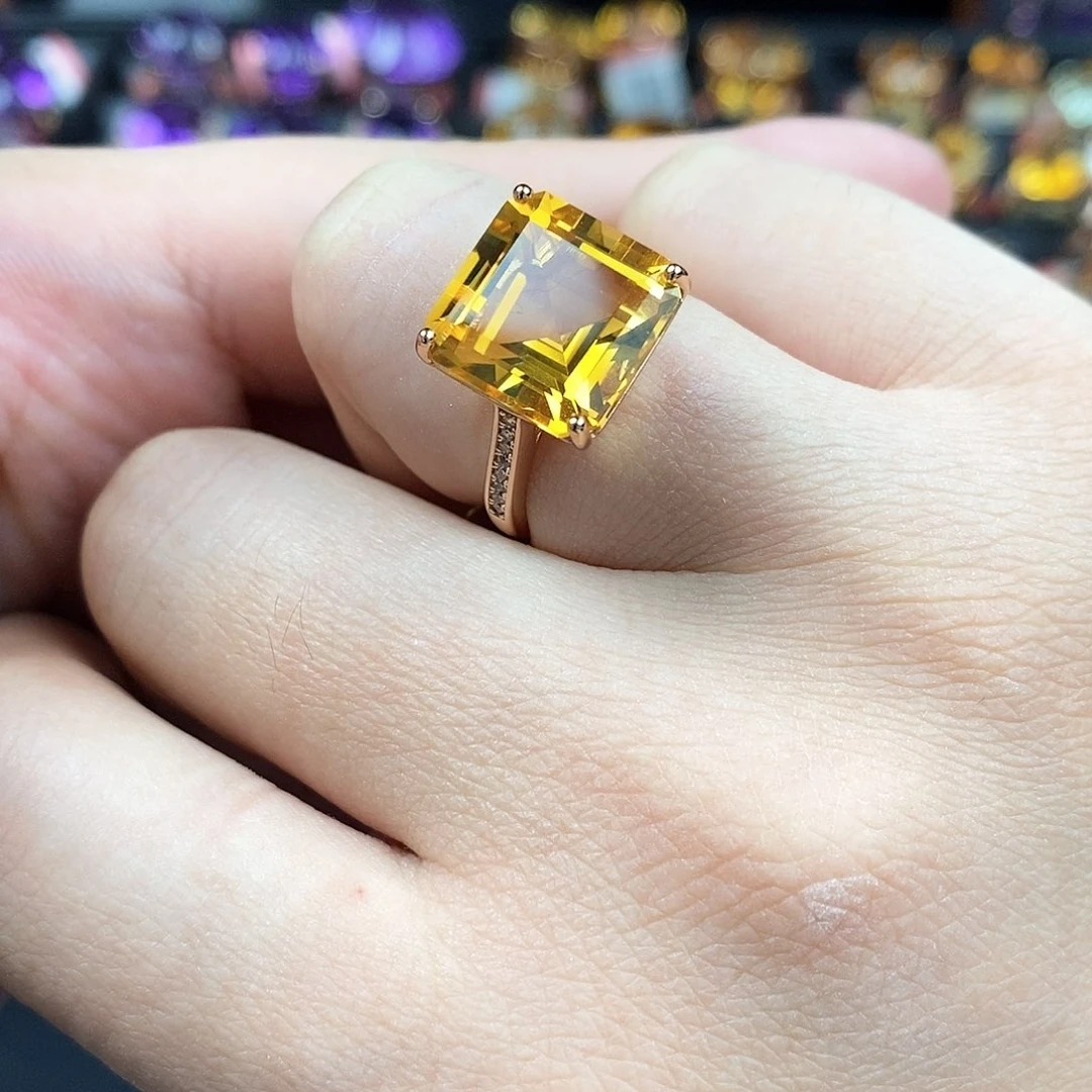 水晶戒指银S925镶嵌天然