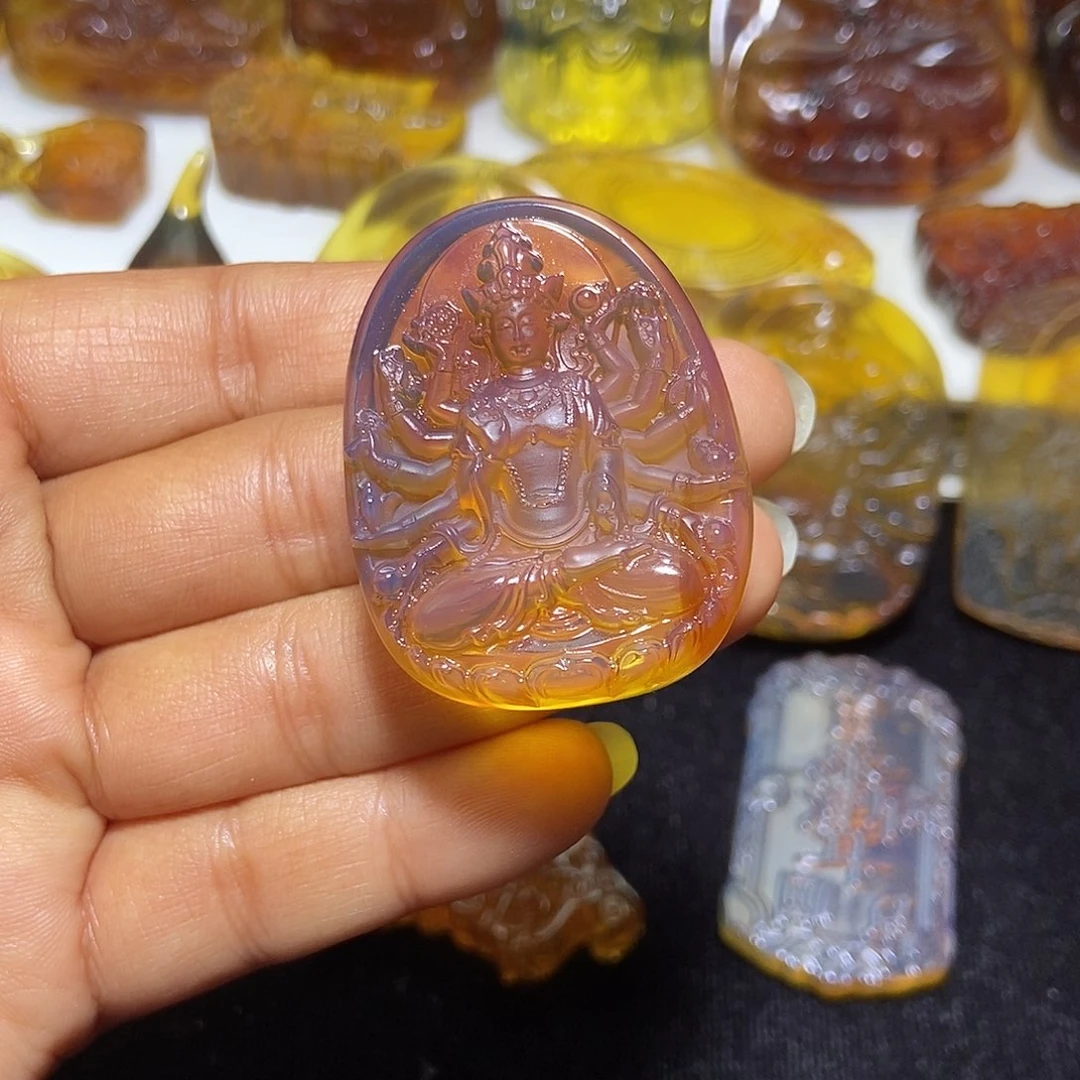 琥珀未镶嵌颈饰千手-26