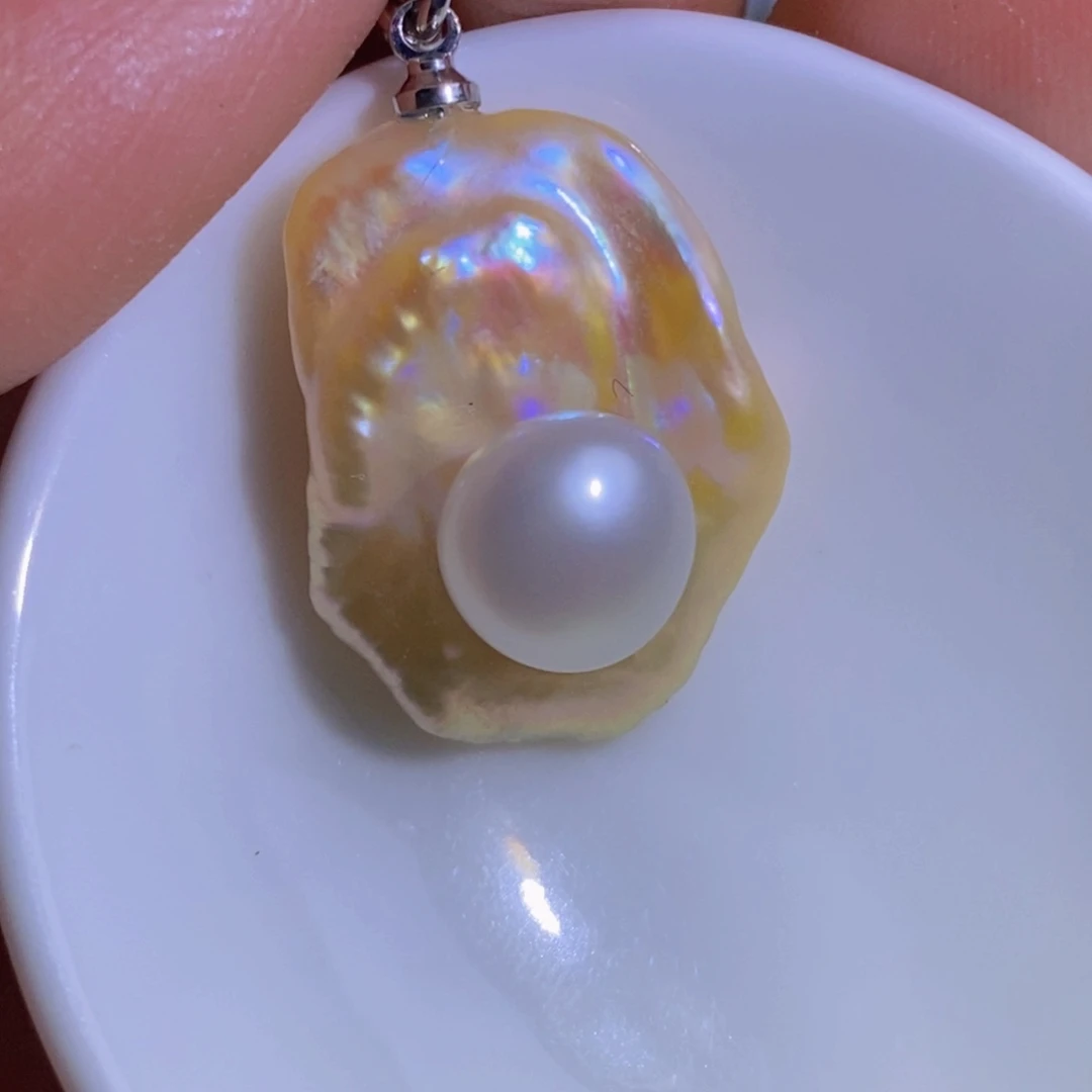 银S925镶嵌天然淡水珍珠淡水珍珠