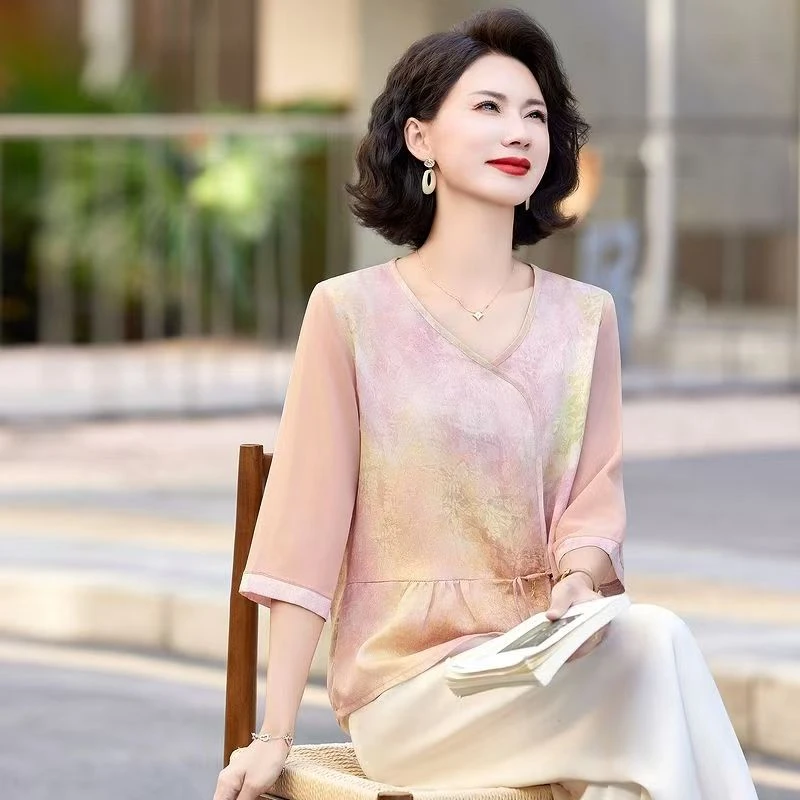 9294-【配米色裤子】夏季时尚休闲宽松显瘦套装气质上衣＋裤子一整套