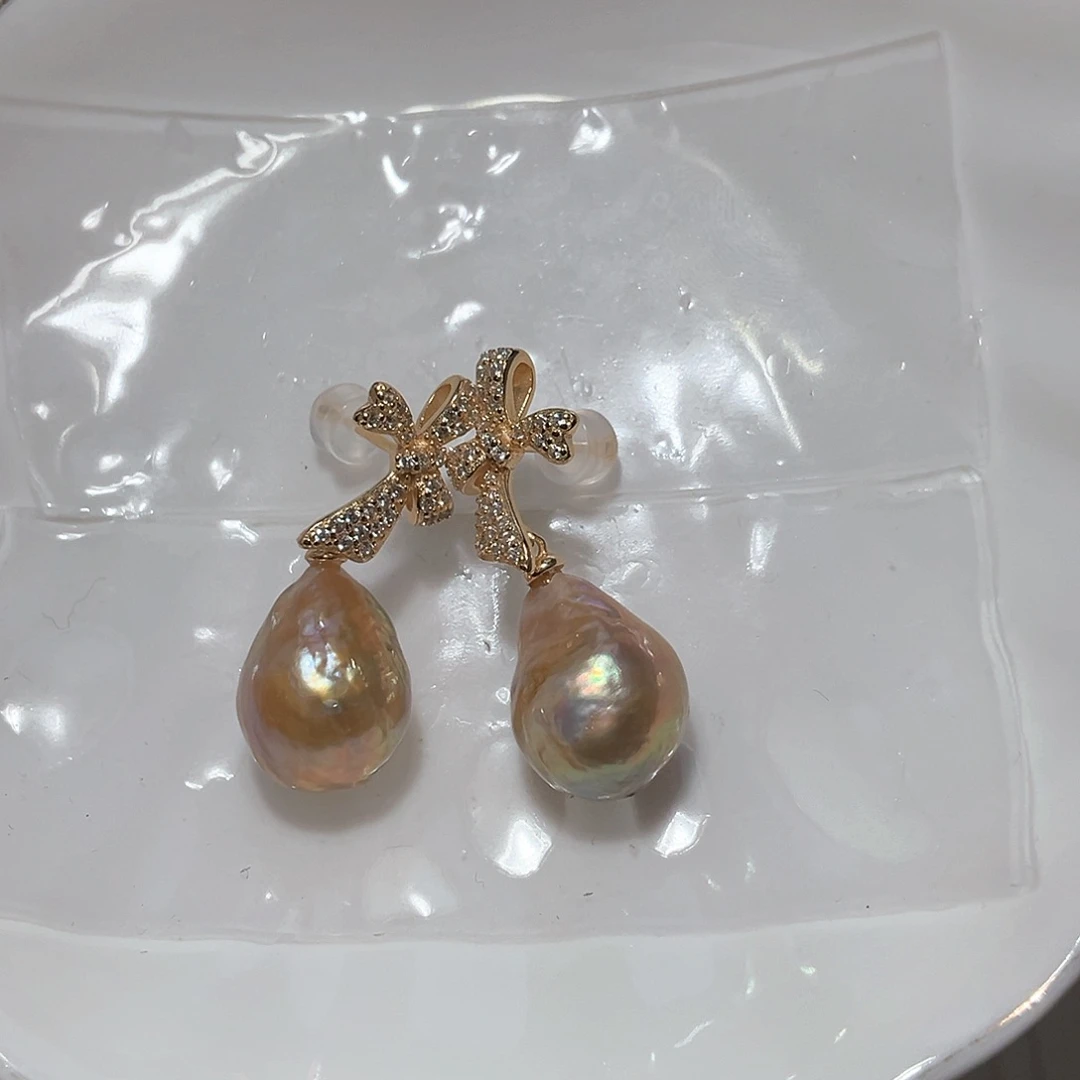 银S925镶嵌淡水珍珠耳饰