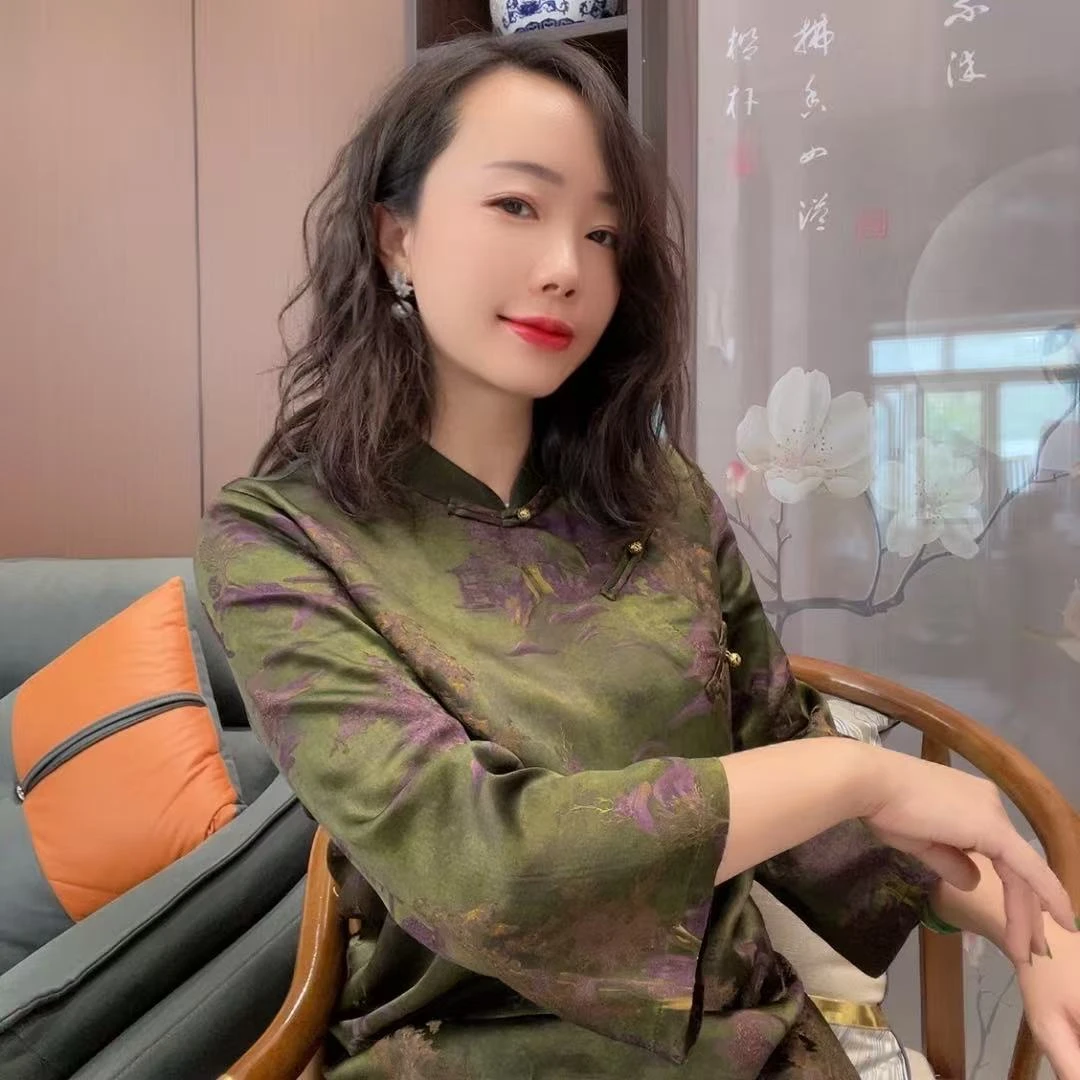 【美依之源】江山如画复古中式立领微喇袖短版上衣