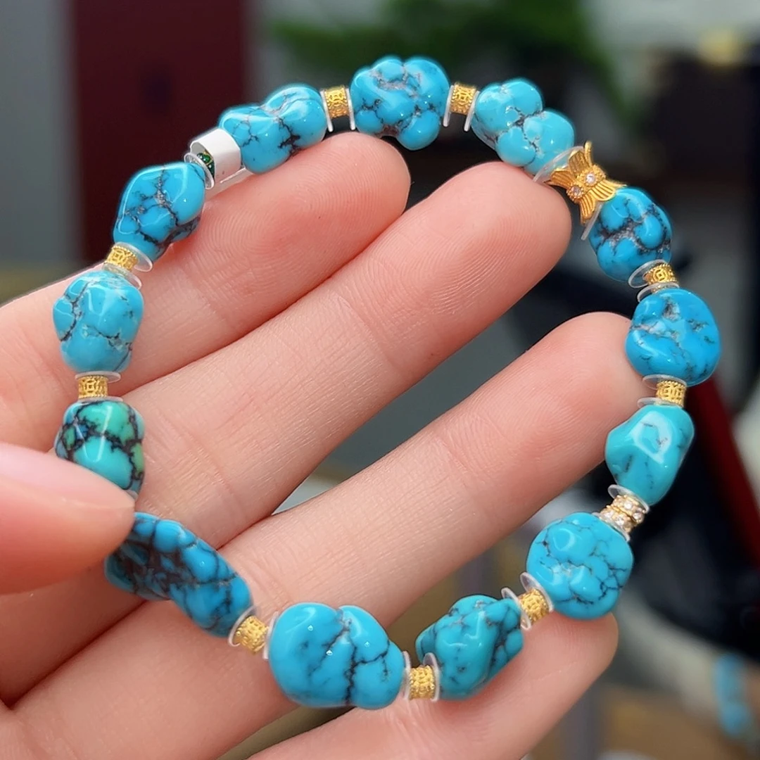 绿松石珠宝奇石18K金镶嵌