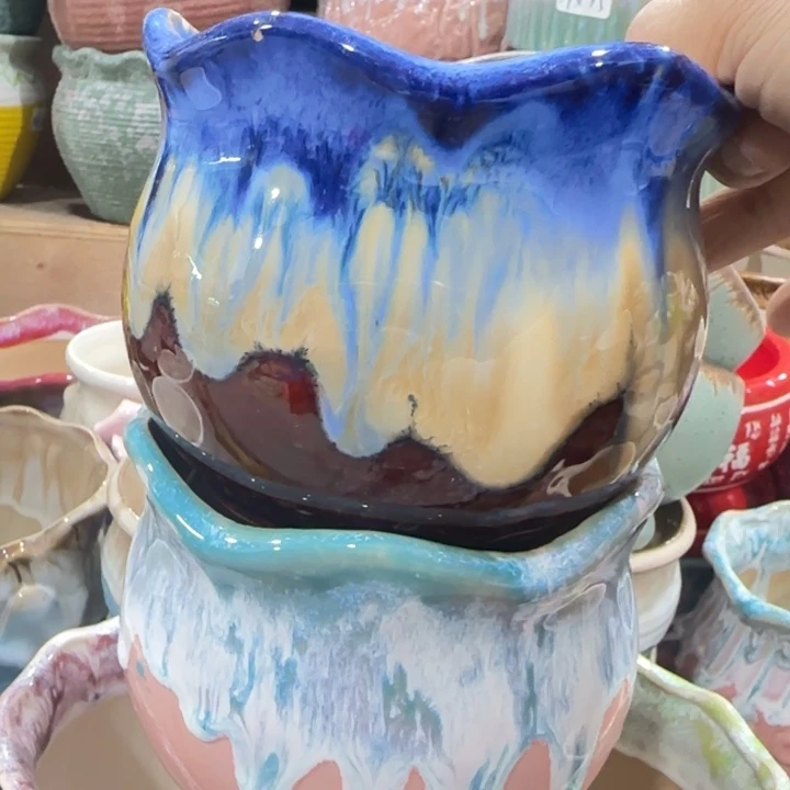 凑9块包邮，有孔，陶瓷花盆