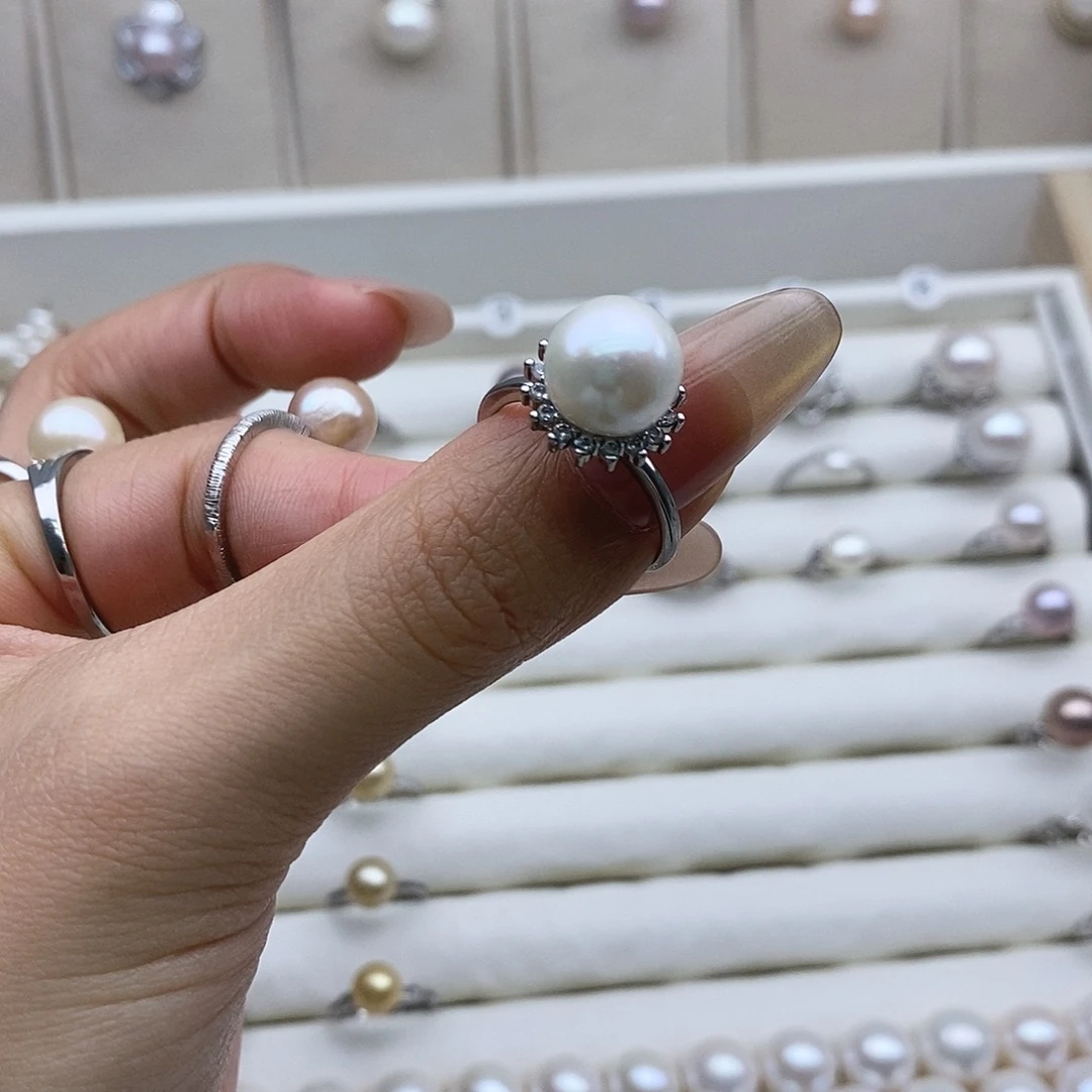 海***娇戒指淡水珍珠未镶嵌