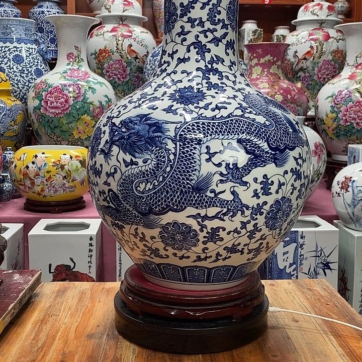 用***0景德镇陶瓷手工手绘花瓶摆件