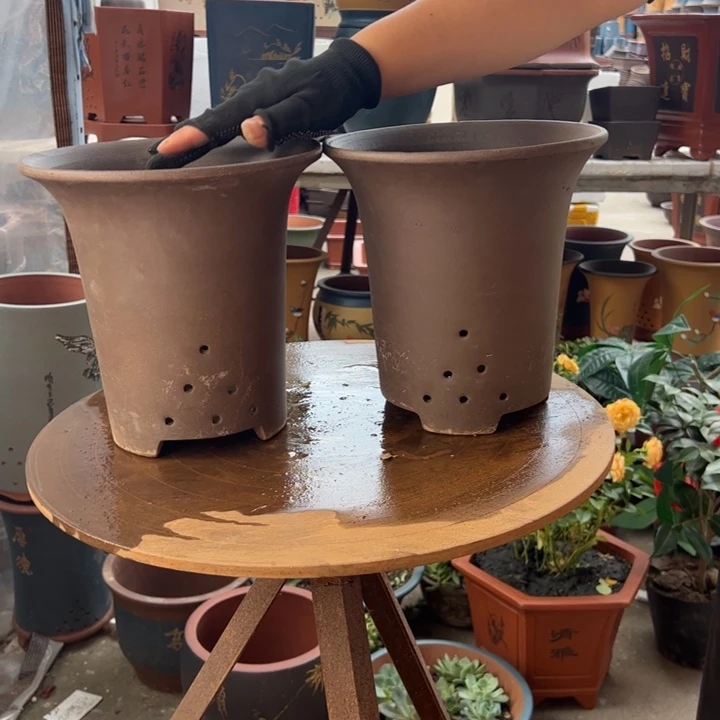 宜兴紫砂18+18素面兰花盆