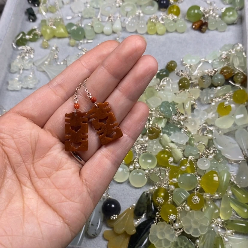 【闪购商品】未镶嵌蛇纹石玉挂件耳饰耳环项链