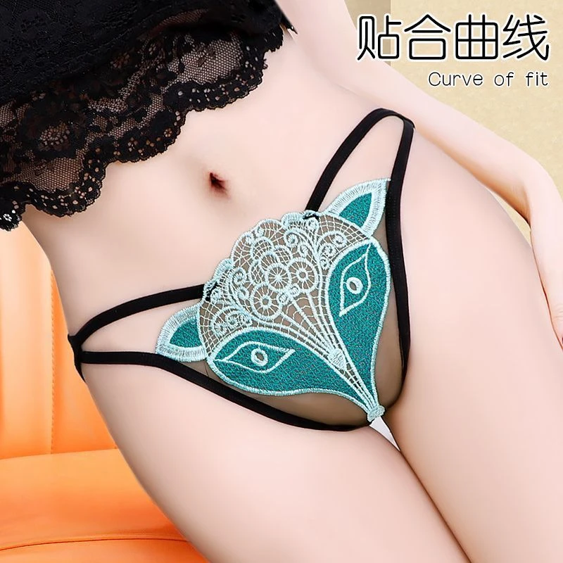 女士内裤女性感蕾丝薄款狐狸刺绣胖mm大码纯欲短裤内衣曲线舒适