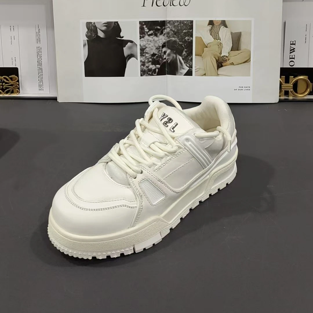 广州新款男士高档时尚轻奢潮牌运动厚底真皮纯牛皮鞋百搭鞋系带