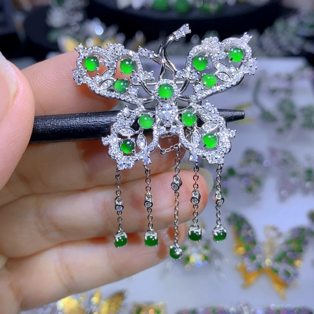 翡翠颈饰银S925镶嵌天然翡翠