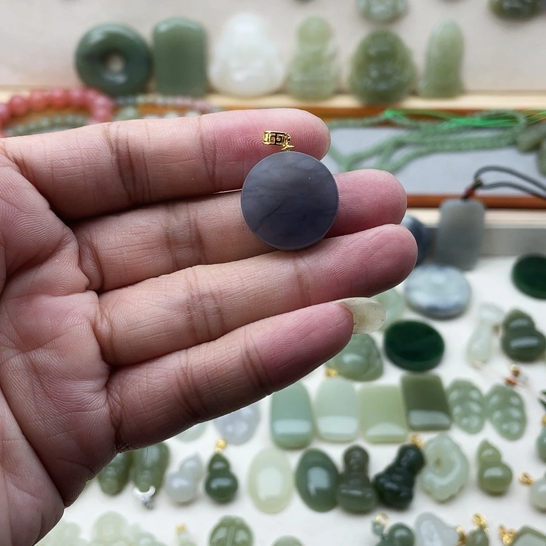 和田玉银S925镶嵌吊坠(不含链)