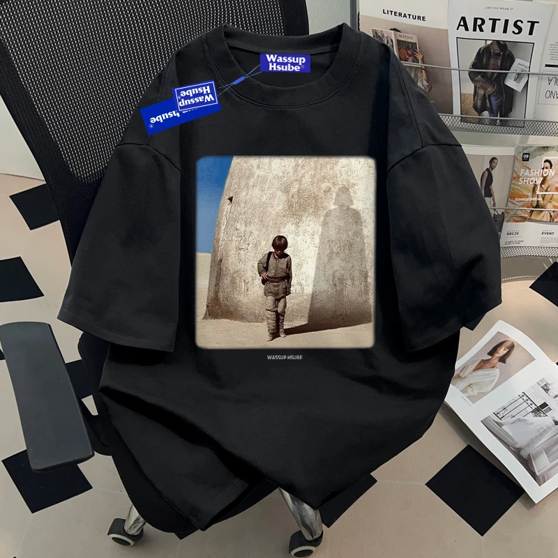 WASSUP HSUBE人物图案重磅纯棉短袖夏季t恤男女宽松休闲oversize
