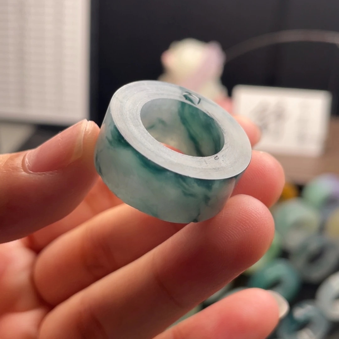 定制翡翠未镶嵌  丝绸牛仔蓝