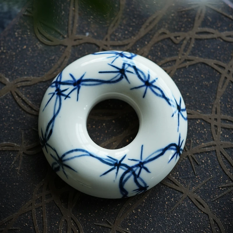 刺盖置 手绘陶瓷茶周边茶道配件直径7cm