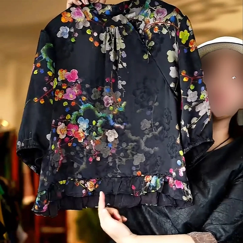 2025秋季新中式改良宽松显瘦高端优雅盘扣新款国风长袖衬衫女