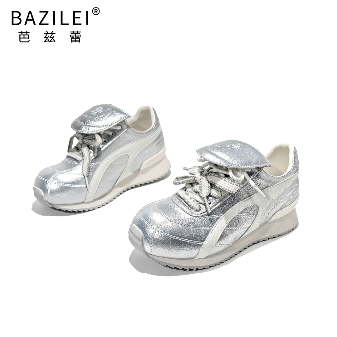 bazilei/芭兹蕾网红潮款德训鞋休闲鞋时尚2025春季新款增高运动鞋