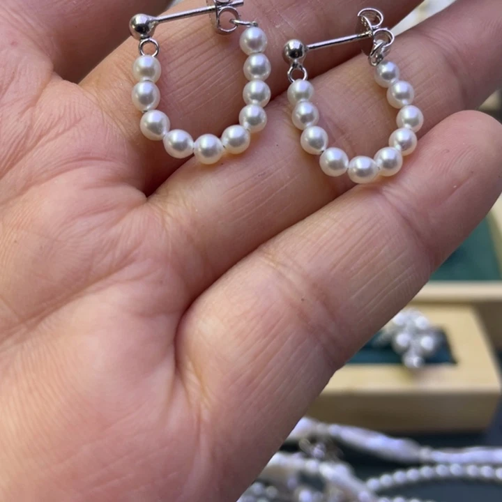 淡水珍珠耳饰银S925镶嵌