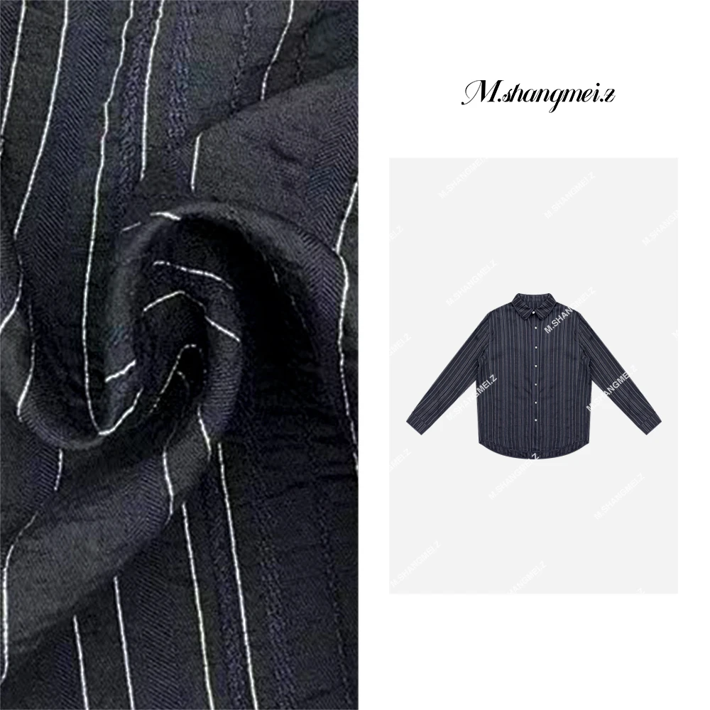 M.SHANGMEI.Z/沐熙【摩登领航】美大哥复古百搭竖条纹衬衫X052464
