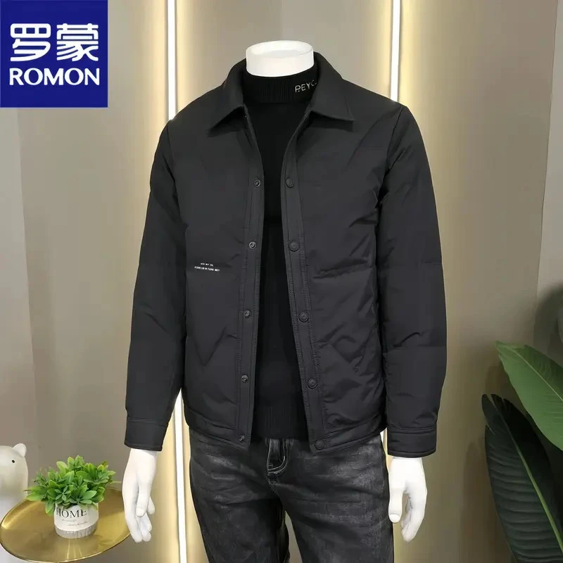 罗蒙冬季翻领羽绒服男士外套时尚百搭休闲保暖防寒潮流帅气外套男