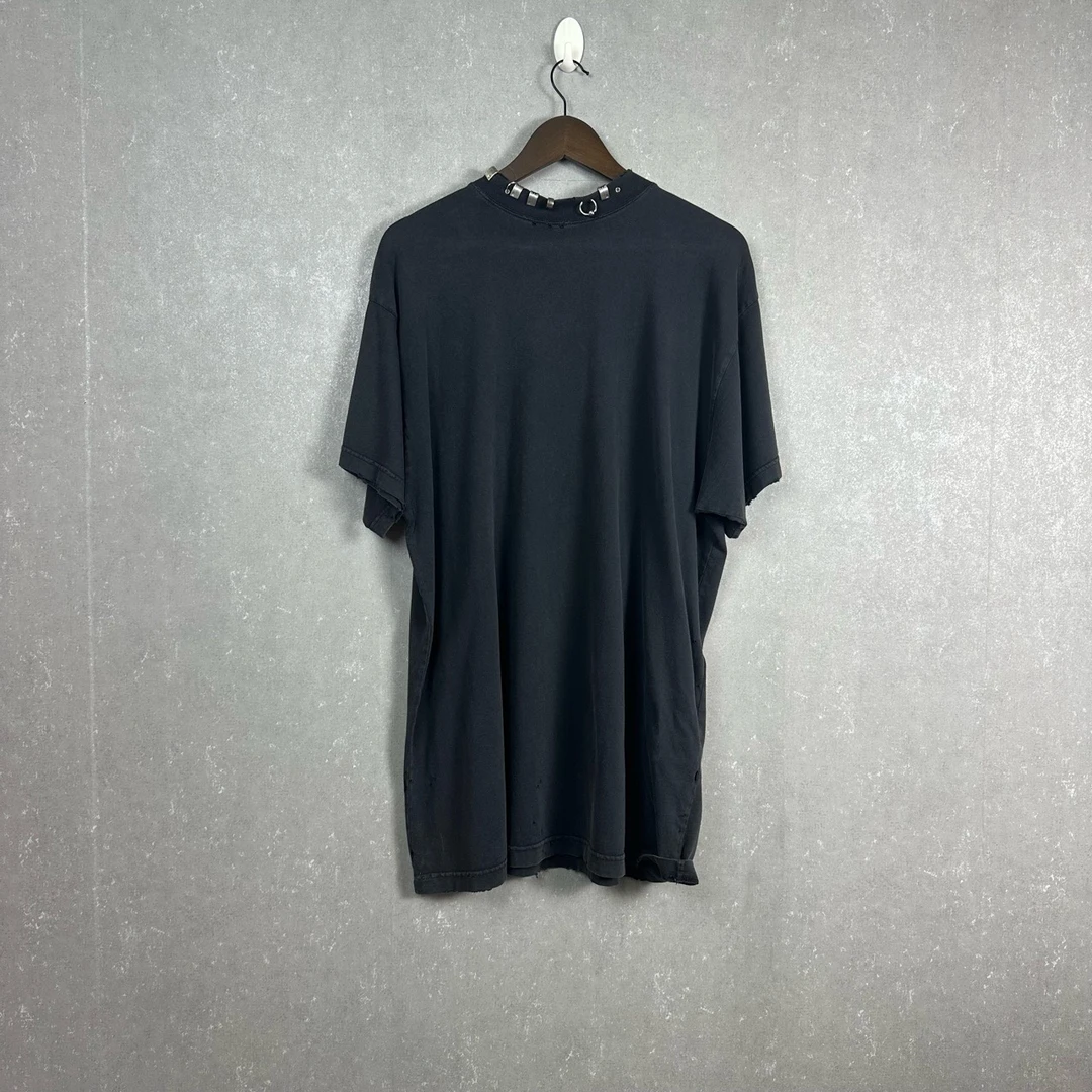 全新未使用 Balenciaga/巴黎世家 穿孔打火机铁片破洞短袖1694