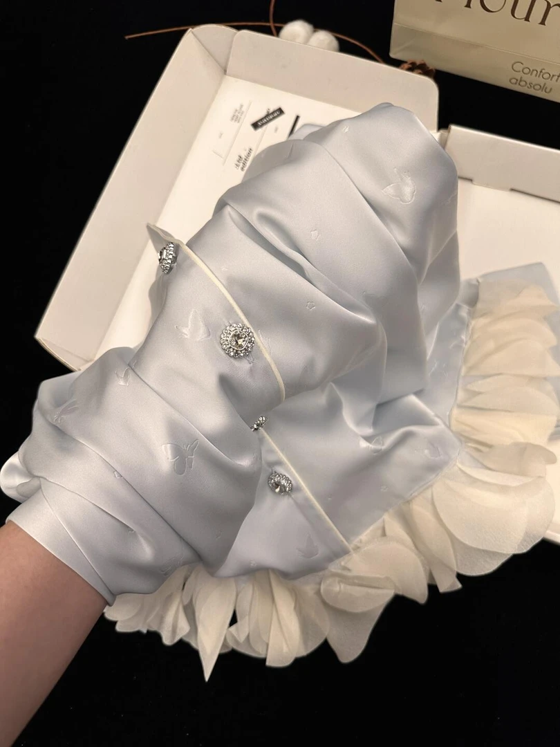 【轻奢花边】高级感法式缎面冰丝睡衣女春秋款2025年新款家居服套装