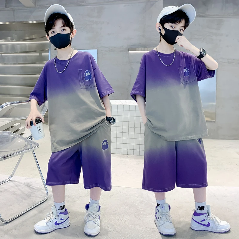 儿童装中大童男童帅气夏季短袖运动休闲薄款2025新款潮流韩版