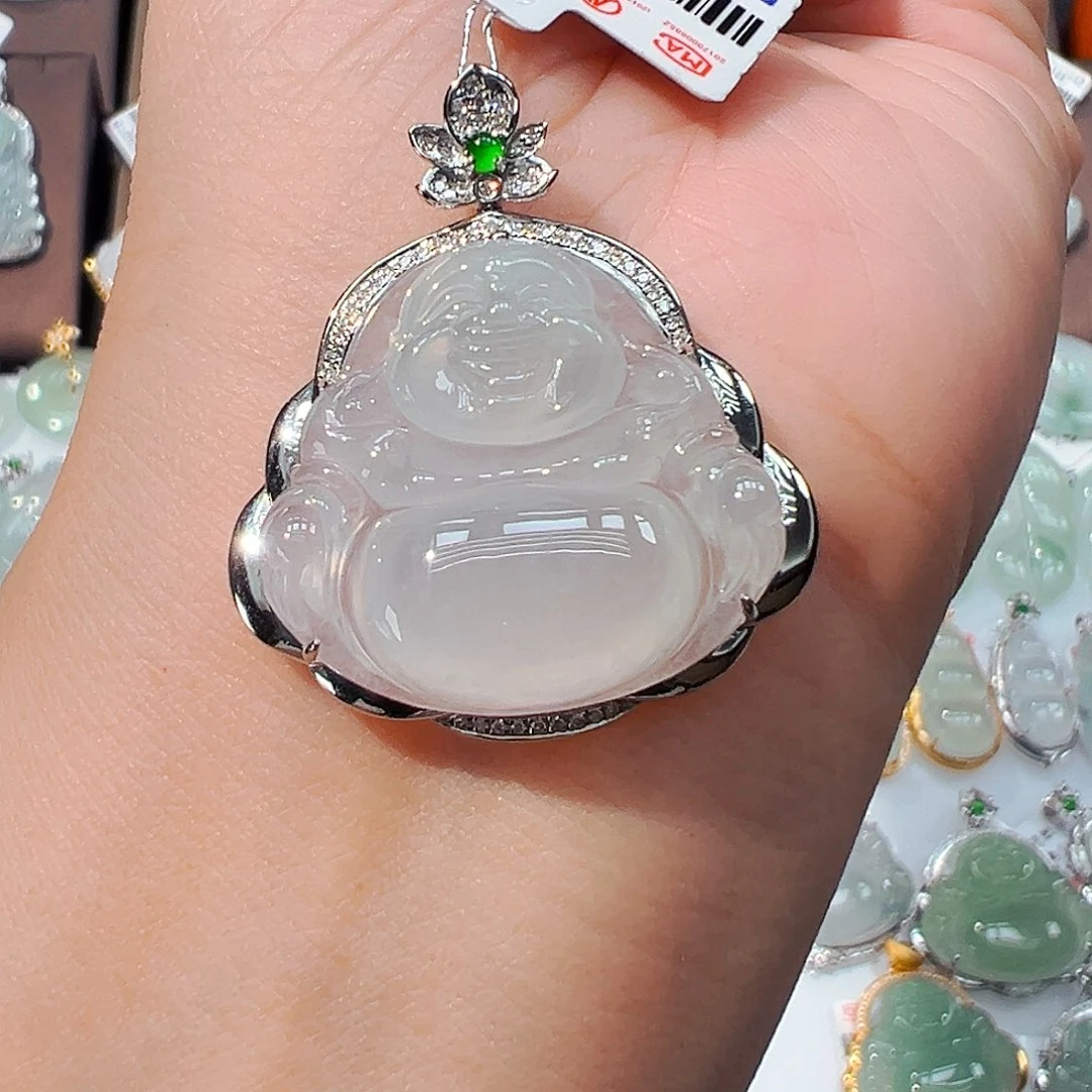 翡翠18K金镶嵌吊坠(不含链)佛公