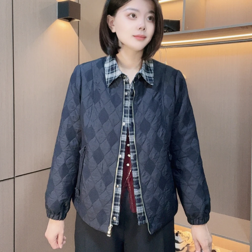 炫女人春秋季女装上衣百搭时尚休闲显瘦拼格夹克外套220款